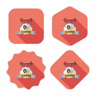 Coffee shop signs flat icon with long shadow eps10 N66