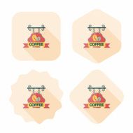 Coffee shop signs flat icon with long shadow eps10 N68
