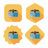 Halloween party sign flat icon with long shadow eps10 N2