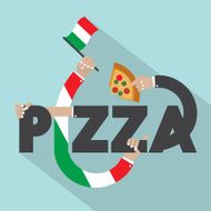 Pizza With Hands Typography Design