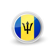 Vector rounded flag button icon of Barbados
