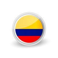 Vector rounded flag button icon of Colombia
