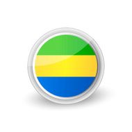 Vector rounded flag button icon of Gabon