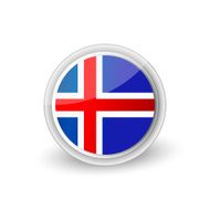 Vector rounded flag button icon of Iceland
