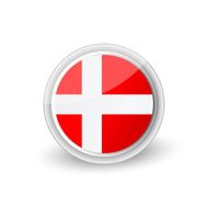Vector rounded flag button icon of Denmark