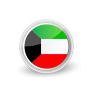Vector rounded flag button icon of Kuwait