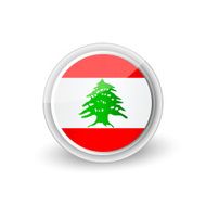 Vector rounded flag button icon of Lebanon
