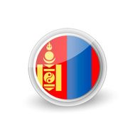 Vector rounded flag button icon of Mongolia