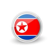 Vector rounded flag button icon of North Korea