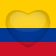 Colombia Flag Heart Glossy Button