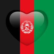 Afghanistan Flag Heart Glossy Button