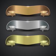 set of metal banners in the form a tape