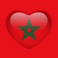 Morocco Flag Heart Glossy Button