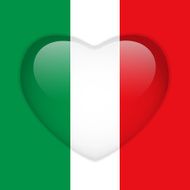 Italy Flag Heart Glossy Button