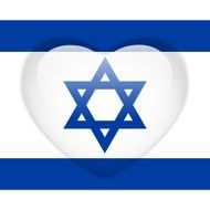 Israel Flag Heart Glossy Button N2