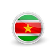 Vector rounded waving flag button icon of Suriname