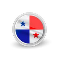 Vector rounded waving flag button icon of Panama