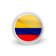 Vector rounded waving flag button icon of Colombia