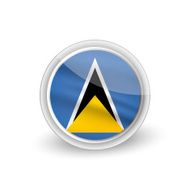 Vector rounded waving flag button icon of St Lucia