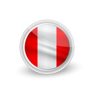 Vector rounded waving flag button icon of Peru