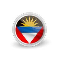 Vector rounded waving flag button icon of Antigua and Barbuda