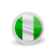 Vector rounded waving flag button icon of Nigeria