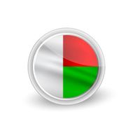 Vector rounded waving flag button icon of Madagascar