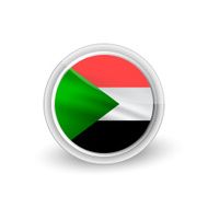 Vector rounded waving flag button icon of Sudan