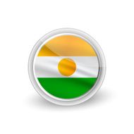 Vector rounded waving flag button icon of Niger