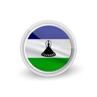 Vector rounded waving flag button icon of Lesotho