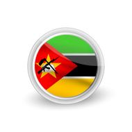 Vector rounded waving flag button icon of Mozambique