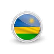 Vector rounded waving flag button icon of Rwanda