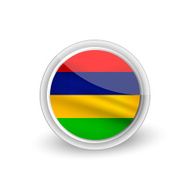 Vector rounded waving flag button icon of Mauritius