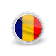 Vector rounded waving flag button icon of Chad