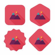 Mountain tourist flat icon with long shadow N17