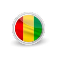 Vector rounded waving flag button icon of Guinea