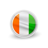 Vector rounded waving flag button icon of Cote d&#039;Ivoire