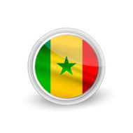 Vector rounded waving flag button icon of Senegal