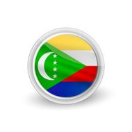 Vector rounded waving flag button icon of Comoros