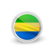 Vector rounded waving flag button icon of Gabon