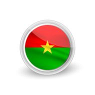 Vector rounded waving flag button icon of Burkina Faso