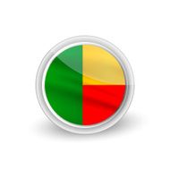 Vector rounded waving flag button icon of Benin