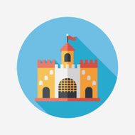 Building castle flat icon with long shadow eps10 N86