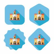 Building castle flat icon with long shadow eps10 N87