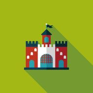 Building castle flat icon with long shadow eps10 N88