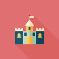 Building castle flat icon with long shadow eps10 N103