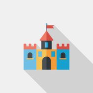 Building castle flat icon with long shadow eps10 N109