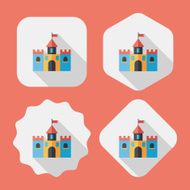Building castle flat icon with long shadow eps10 N111
