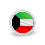 Vector rounded waving flag button icon of Kuwait