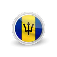 Vector rounded waving flag button icon of Barbados